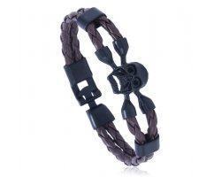 Браслет с черепом и костями коричневый QB1867