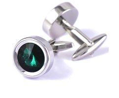 Запонки мужские с зелеными цирконами Фордевинд ZP243