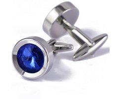 Запонки мужские с синими цирконами Бакштаг ZP244