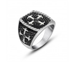 Мужская печатка c крестом стальная R8048