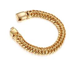 Браслет двойного панцирного плетения золотистый SB8233