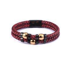 Браслет кожаный красный QB8230