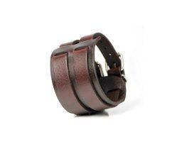 Браслет широкий кожаный темно-коричневый QB631