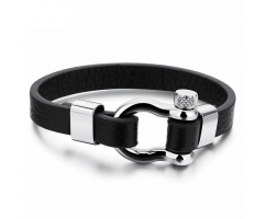 Браслет кожаный с металлом QB824