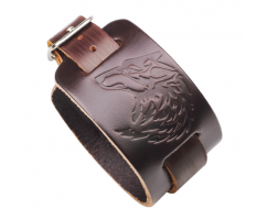 Ульв браслет широкий из кожи коричневый QB226