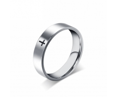 Тонкое кольцо с крестом из стали R145