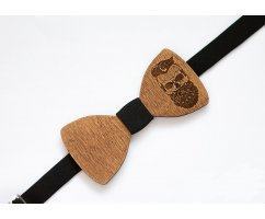 Бабочка деревянная с черепом светлая BD21