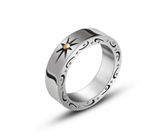 Кольцо классическое стальное с узорами R2178