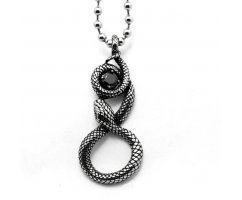 Кулон в виде змеи с агатом K248