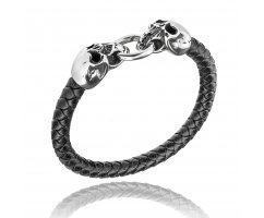 Браслет кожаный с черепами QB6883