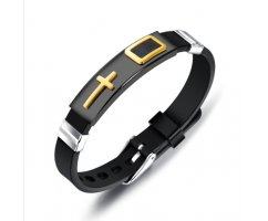 Браслет каучуковый с черной вставкой KB055