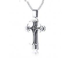 Кулон крест темно-серебристый K1008