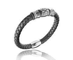 Браслет массивный из кожи с крестом QB037