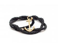 Браслет с якорем черный