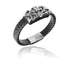 Браслет из кожи с крестом QB263