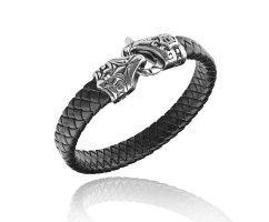 Браслет кожаный на карабине QB264