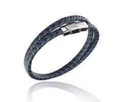 Браслет кожаный синий QB2703