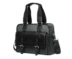 Дорожная сумка из текстиля черно-зеленая SM384