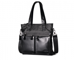 Сумка с боковыми карманами из кожи и текстиля SM398