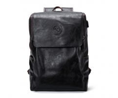 Рюкзак черно-коричневый кожаный SM446