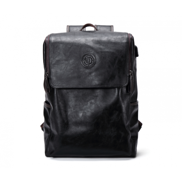 Рюкзак черно-коричневый кожаный SM446