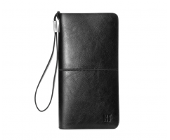 Клатч из натуральной кожи черный лакированный Q87