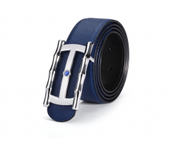 Брючный ремень мужской синий с камнем RB54