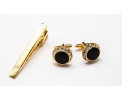 Запонки и зажим комплект с камнями ZK102