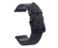 Ремешок из кожи черный быстросъемный с прошивкой ST229