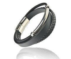 Браслет кожаный со вставками QB823 Браслет кожаный со вставками QB823