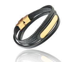Браслет из кожи золотистый под гравировку  QB8199