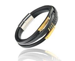 Браслет кожаный с золотистой вставкой QB827 Браслет кожаный с золотистой вставкой QB827