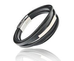 Браслет из кожи тройной со вставкой QB857