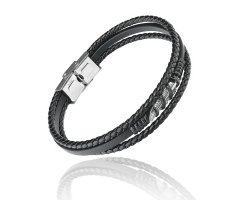 Браслет черный кожаный c пером QB841