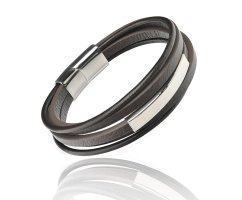 Браслет из кожи коричневый со вставкой QB865