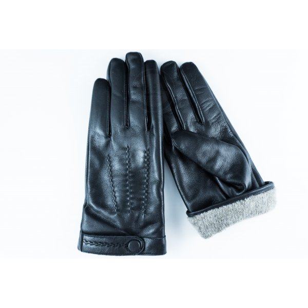 Теплые перчатки мужские на шерсти черные  Mr MORGAN GV015