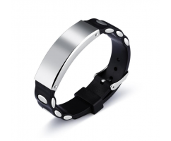 Широкий браслет из каучука под гравировку с клепками KB1544