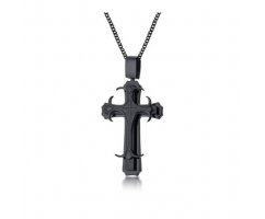 Кулон крест черный из стали K1012