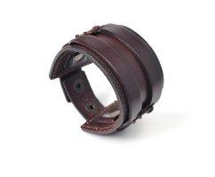 Браслет из кожи широкий коричневый QB625