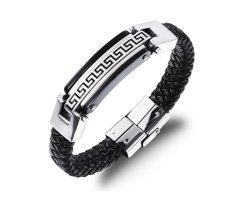 Браслет кожаный массивный с узором QB64