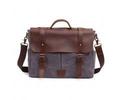 Сумка из канваса серая на ремнях SM030