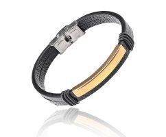 Браслет из кожи золотистый под гравировку QB959