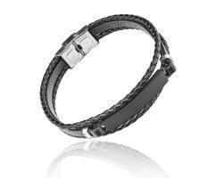 Браслет из кожи с вставкой под гравировку QB305