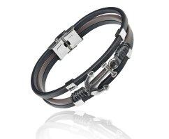 Браслет из кожи с якорем YB308