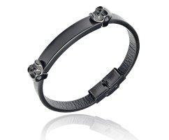 Браслет из кожи с черепом под гравировку QB307
