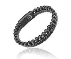 Браслет комбинированный из камней и кожи QB311