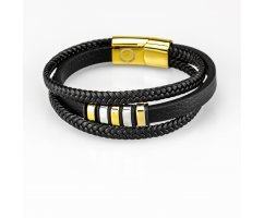 Браслет кожаный золотистый QB338