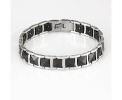 Браслет из вольфрама черно-стальной WB8168