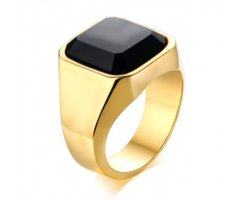 Перстень с агатом золотистый R232