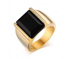 Массивный перстень с агатом золотистый R233